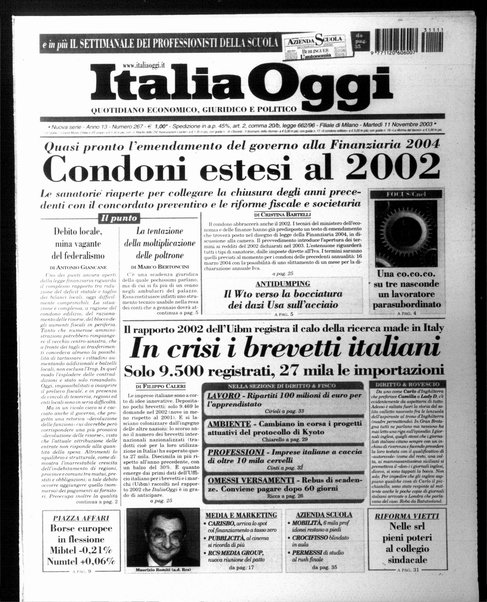 Italia oggi : quotidiano di economia finanza e politica